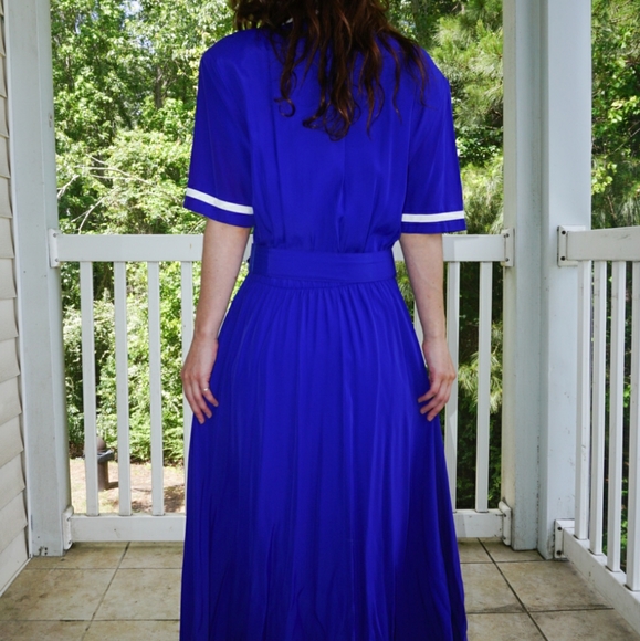 VTG Royal Blue Day Dress - Picture 3 of 4